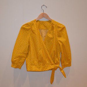 Madewell Size S Cross Over Wrap Cropped Tie Star Blouse